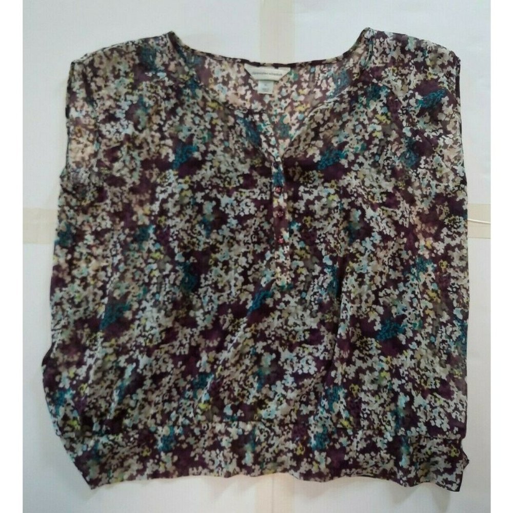 Christopher & Banks womens sleeveless purple floral blousson blouse size XL